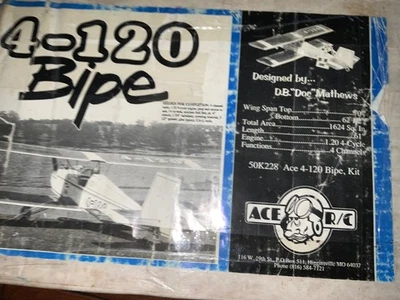 ACE 4-120 BIPE NIB unassembled  KIT - Image 1 of 4
