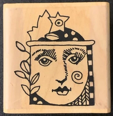 Paula Best Collage Person Face Vine Eyes Rubber Stamp - Image 1 of 4