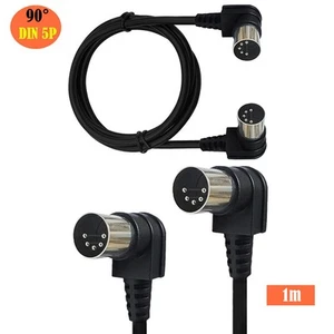 Double 90 Degree Right Angle MIDI 5 PIN Male To MIDI 5Pin DIN Plug Cable Adapter - Afbeelding 1 van 11