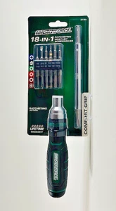 Ratcheting Screwdriver Driver 18 in 1 Piece Set SAE, Comfort Grip, CR-V Bits - Picture 1 of 2