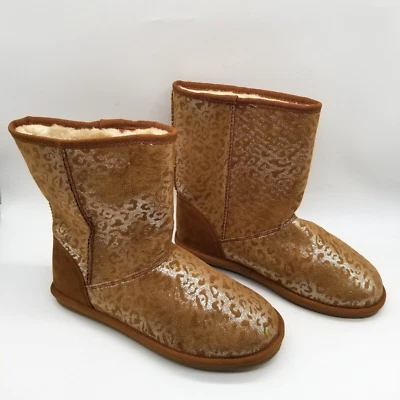 Botas de invierno Harper Canyon Girl marrón dorado estampado de guepardo talla 5 Foto 1 de 4