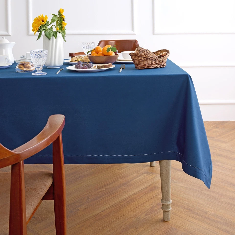 Solino Home Linen Tablecloth for Fall Dining Solid, Cotton Linen Hemstitch New - Image 1 of 1