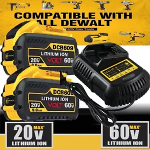 2Pack 9.0Ah replace for Dewalt 20V/60V MAX Battery and Charger DCB609 DCB606-2 - Picture 1 of 9