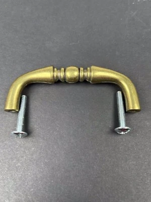 Belwith Solid Antique Brass Drawer Pulls Handle Cabinet 3" Center With Screws - Image 1 of 4