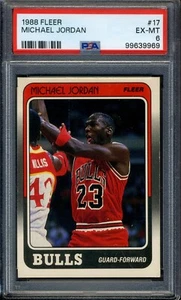 1988 Fleer #17 Michael Jordan PSA 6 EX-MT *Chicago Bulls* - Foto 1 di 2