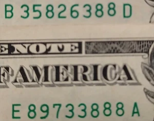Pair Of Gas Pump $1 Dollar Bills Multiple Digits Stuck Fancy Serial Numbers - Picture 1 of 11