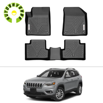 3D Floor Mats for 2015-2023 Jeep Cherokee All Season Car Full TPE Floor Liners - Image 1 of 4
