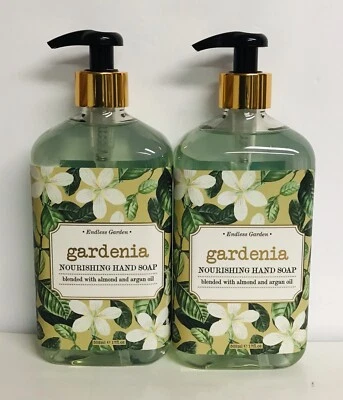 2 Bottles Endless Garden ~ Gardenia Nourishing Hand Soap w/ Almond & Argan Oils - Image 1 of 2