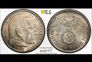 1939-B - THIRD REICH - NAZI GERMANY 2 Reichsmark - PCGS MS63 - Eagle + Swastika - Picture 1 of 1