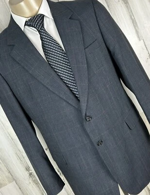 De colección. Abrigo Blazer Chaqueta Deportivo English Manor Para Hombre 44L Azul A Cuadros [A-2028] Foto 1 de 4