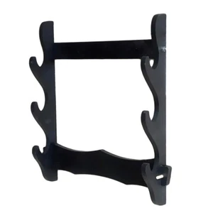 Japanese Samurai Sword Stand Holder Katana Tanto Wall Mount Rack Black 1~4 Tier - Picture 1 of 9