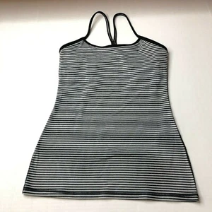 Lululemon Gray Black Stripe Active Sport Tank Top size 6 Sleeveless BO - Afbeelding 1 van 6