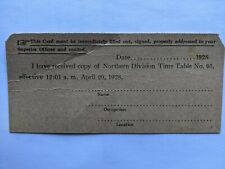 Central Vermont Railway Timetable receipt 1928