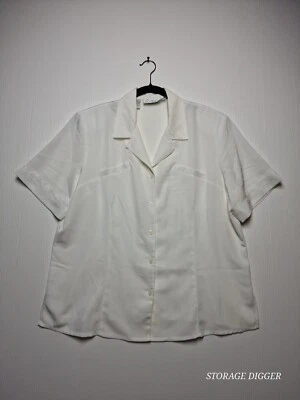 Blusa blanca para mujer Kathy Che bordada 100 % poliéster talla 16 Foto 1 de 4