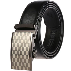 Business Men's Cow Leather Belt Automatic Buckle Belt Ratchet Strap Gift Jeans - Bild 1 von 9