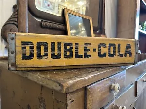 Vintage Double Cola Yellow Wooden Soda Crate - Picture 1 of 8