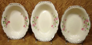 3 HOMER LAUGHLIN "Fluffy (Virginia) Rose 1" oval serving bowls-2 sizes - Picture 1 of 4