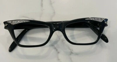 Женский черный 44 x 18 Cateye очки 5,25 храм стразы очки - Изображение 1 из 4