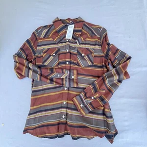 Cruel Striped Western Hemd Damen Knopfleiste Langarm gestreift rost gold schwarz - Bild 1 von 15