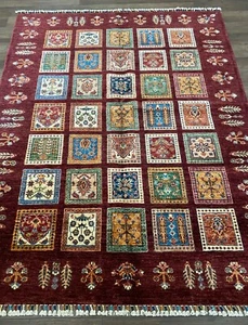 Handmade Pakistani New Four Seasons Oriental Rug, Burgundy & Jewel Tones, 5x7 - Picture 1 of 12