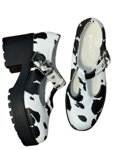 Plataforma Maryjanes con estampado de vaca Nasty Gal para mujer talla 8 - Imagen 1 de 5