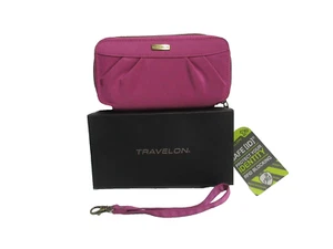 Travelon RFID Blocking Travel Clutch Zip Around Wallet Wristlet Pink New/Tag/Box - Picture 1 of 7