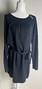 Vineyard Vines Sweater Dress Charlotte Cashmere Blend Belted Black Size XL - Picture 1 of 8