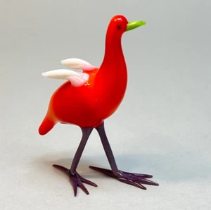 1930's Antique Bimini Lauscha Hand Blow Glass Walking Bird Figurine NOS Tag 3'' - Picture 1 of 13
