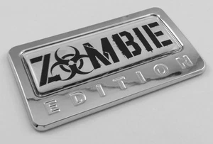 Zombie Edition Chrome Emblem with domed decal Car Auto motorcycle bike Badge - Foto 1 di 2