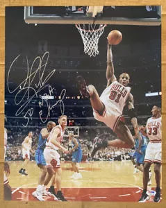 Dennis Rodman SIGNED 16x20 Photo 5 x NBA Champ Chicago Bulls PSA/DNA AUTOGRAPHED - Picture 1 of 3