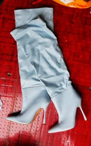 Miranda J. Overknee Stiefel in Gr. 40 Babyblau High Heels zum reinschlüpfen - Bild 1 von 6