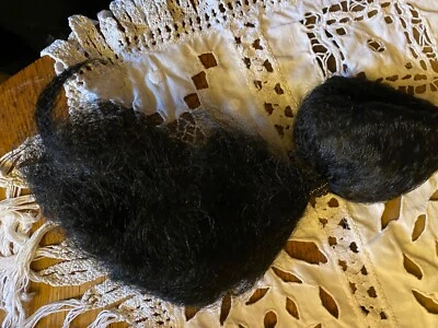 PERRUQUE POUR POUPEE ANCIENNE  asiatique avec queue de chevalTOUR DE TETE 20cm - Photo 1/3