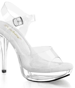 Fabulicious Cocktail 508 Clear Posing & Pole Dancing Shoes 5” Heel 1” Platform - Picture 1 of 5