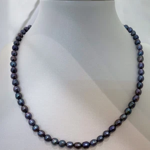 Collar Perla Pavo Real Negro Tahitiano Natural 18" 5x6mm - Imagen 1 de 1