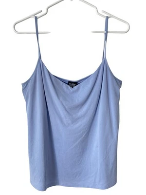 Camisa Eileen Fisher tamanho grande sem mangas seda azul claro camadas íntimas - Imagem 1 de 4