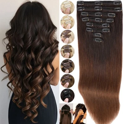 Double Weft Thick Clip In Ombre Remy Human Hair Extensions Full Head 1Set=8Piece - Image 1 of 4