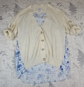 NUEVO SUÉTER KOCH CREMA AZUL BLANCO ESTAMPADO ALGODÓN CACHEMIR BLD TALLA PEQUEÑA S - Imagen 1 de 10
