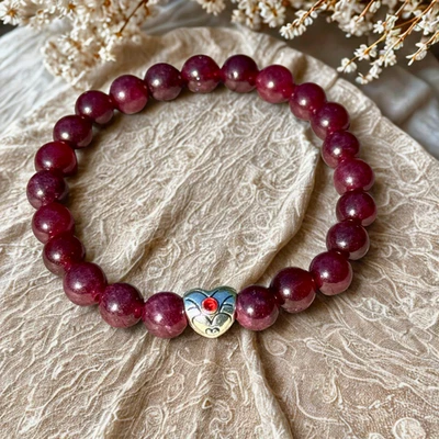 Red Garnet Gemstone Beaded Bracelet - 8mm Spiritual Jewelry for Meditation, Yoga - Image 1 of 4