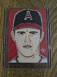 Tony Keaton Sketch Card Of NOLAN RYAN ORIGINAL 1 of 1 π₯ 2014 Angels HOF 12BN - Picture 1 of 2