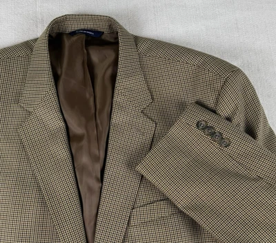 Blazer Crofts Barrow Para Hombres 48 Largo Marrón Pata de Gallo 2 Botones Calce Clásico Foto 1 de 4