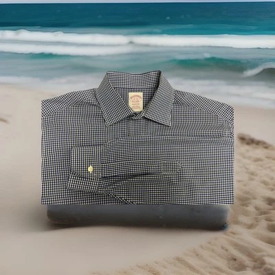 Brooks Brothers 1818 Shirt Mens 15-33 Blue Madison Supima Non-Iron Plaid Long S - Image 1 of 4