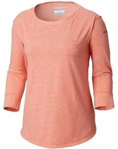 Columbia Women's Large Reel Relaxed Knit 3/4 Sleeve UPF 30 Omniwick Orange - Picture 1 of 3
