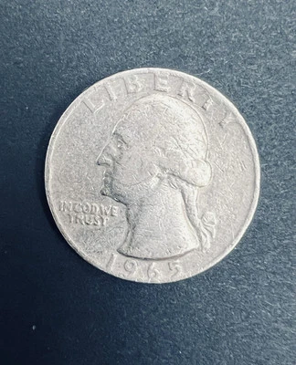 Washigton Quarter 1965 Mint Error No Mint Mark Filled A Circulated Rare - Image 1 of 4