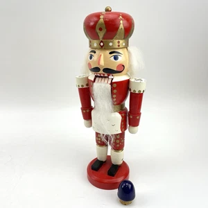 Nussknacker König 23 cm | Rot Gold Handarbeit Holzfigur | DDR Erzgebirge VTG - Picture 1 of 10