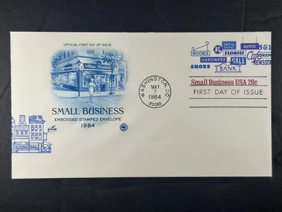 US FDC 1984 Small Business 20c – Embossed Stamped Envelope ArtCraft Cachet  b128 - Image 1 of 2