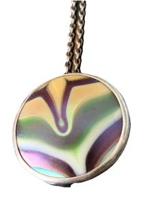 Signiert/nummeriert Orient & Flume Sterlingsilber Kunstglas Anhänger Halskette 1976 - Bild 1 von 12