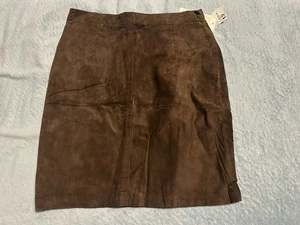 Vintage Hunt Club Damen hellbraun Wildleder Leder gefüttert gerader Rock Größe 12/16 neu mit Etikett - Bild 1 von 5