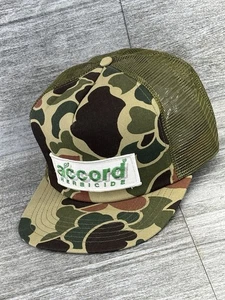 VTG Accord Herbicide Patch Camo Mesh Snapback Trucker Hat Cap USA Ranch Farm 80s - Picture 1 of 24