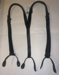 Tirantes ajustables de cuero negro para hombre con botones en Y - hechos a mano de 1” de ancho - Imagen 1 de 11