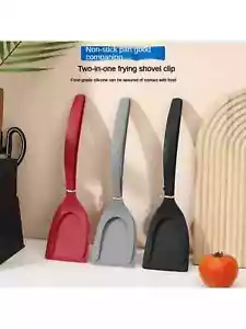 2 in 1 Egg Flipper Tongs Heat Resistant Nylon Frying Pan Tool with Silicone Grip - Picture 1 of 25